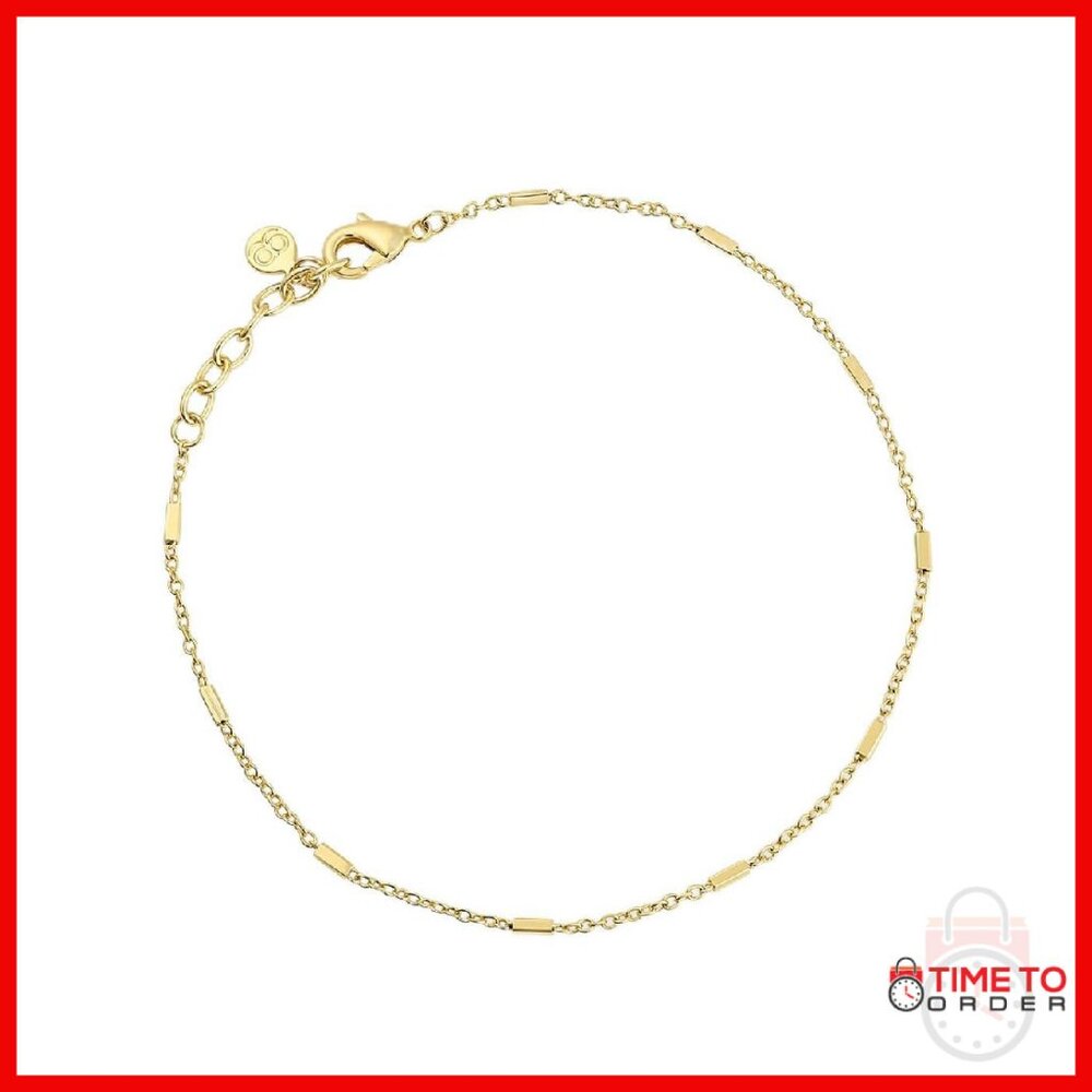 18k Gold-Plated Anklet Adjustable 9-10 Inch Secure Lobster Clasp
